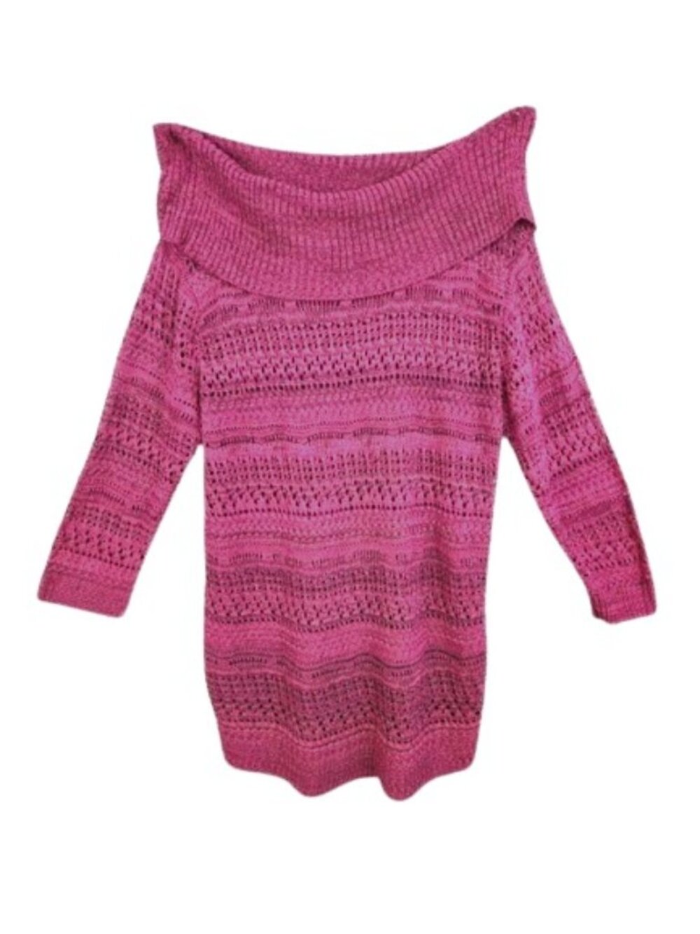 Lane Bryant 18/20 Pink Open Knit Cowl Neck Tunic Sweater
